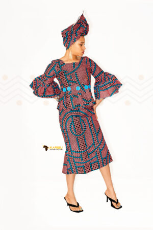 Karibu Elastic Ankara Midi Dress