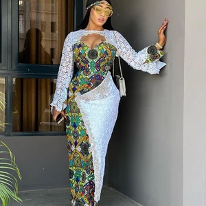 African Ankara Lace Combo Elegant Gown