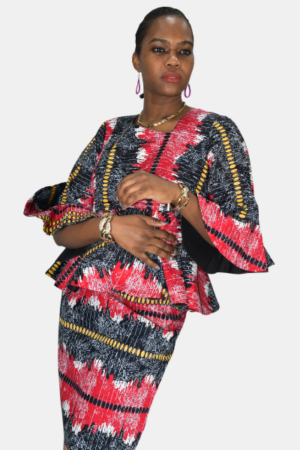 Ruby Ankara Bell Sleeve Peplum Dress