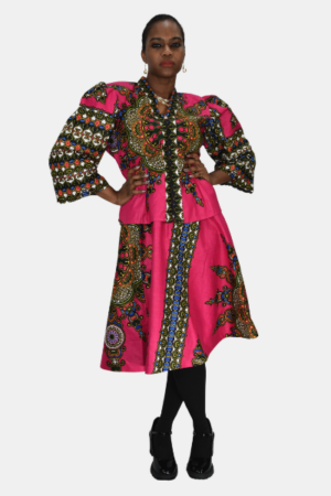 Royal Ankara Peplum Flare Dress