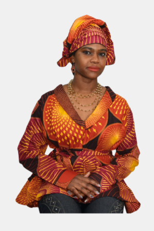 Royal Ankara Peplum Blouse with Headwrap