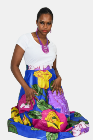Karibu Floral Ankara Flare Maxi Skirt