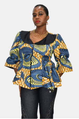 Midnight Ankara Peplum Blouse